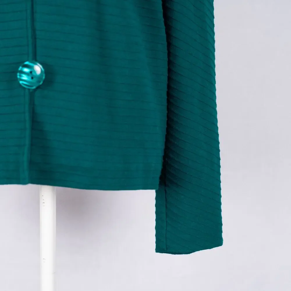 Coldwater Creek Ottoman Knit Jacket Size MEDIUM Teal Green Casual Modest Classic